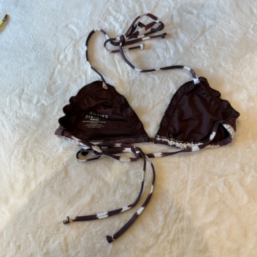 New! Frankies Bikinis Tidal Triangle Tie Dye Bikini Top brown 31062